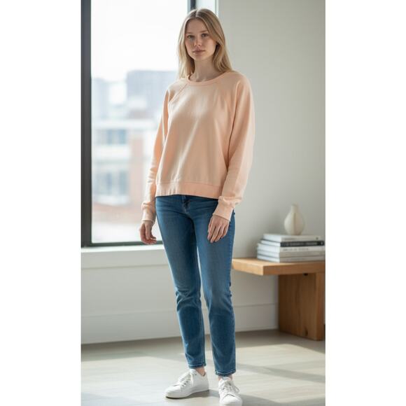 Z Supply Washed Ashore Ombre Pullover Sweatshirt Orange Cream Women's Size M NWT - Picture 1 of 7